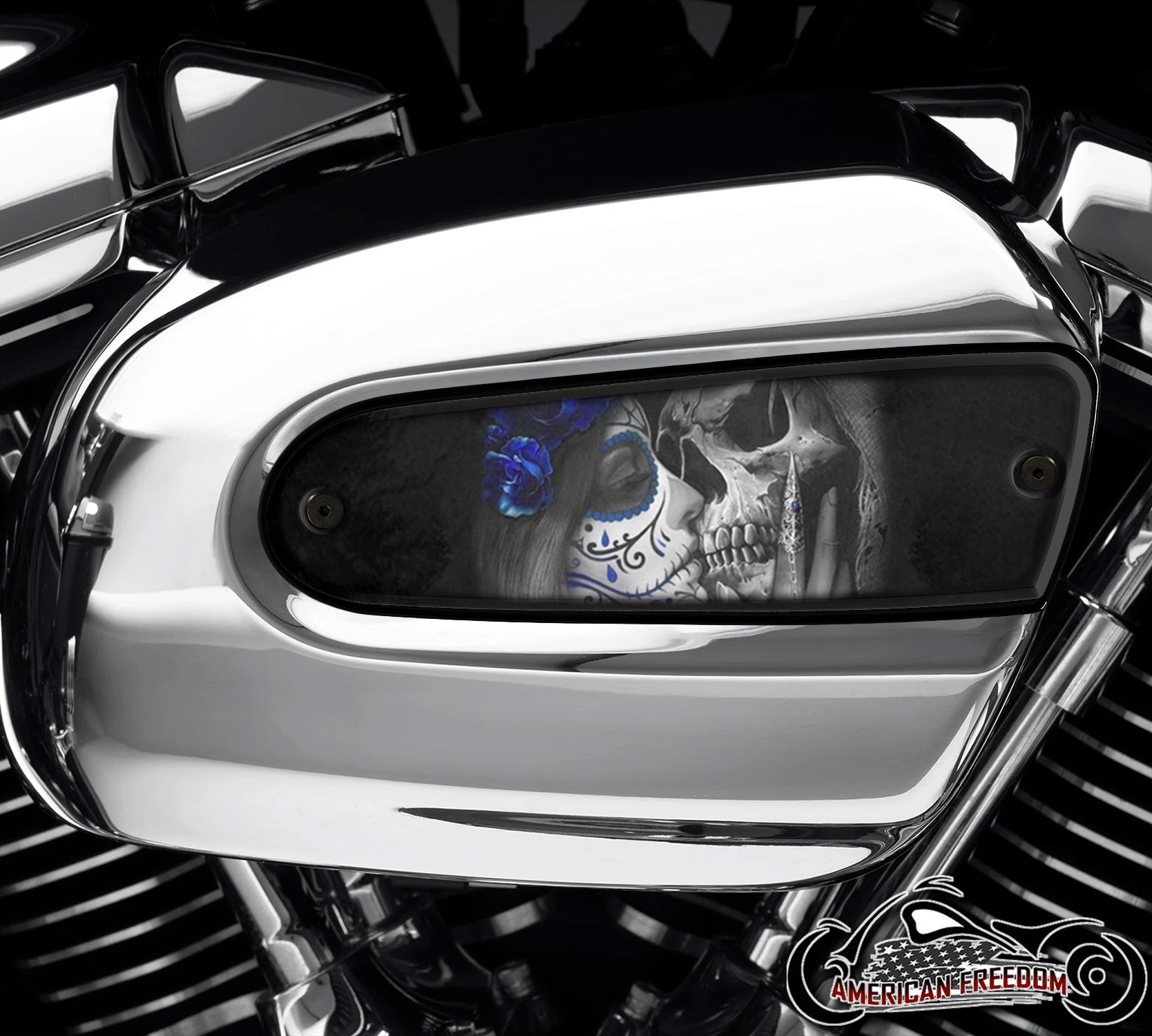 Harley Davidson Wedge Air Cleaner Insert - Death Kiss (Blue)
